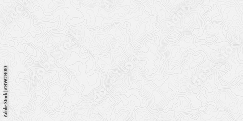 Abstract light gray and white abstract topographic map illustration with contour wavey lines, showing elevation changes and terrain features in a stylized  topo.