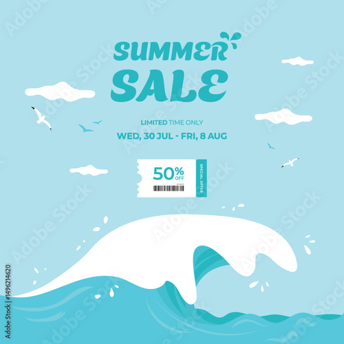 여름 세일 이벤트 일러스트 템플릿