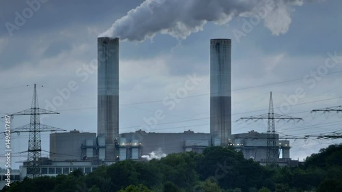 Wallpaper Mural tall chimney industrial waste air pollution flue gas fossil fuel west burton blyth thermal power plant aerial view Torontodigital.ca