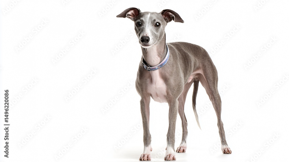 Obraz premium Graceful Italian Greyhound Dog Standing and Gazing at Camera