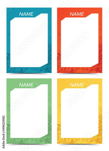 grunge card border photo frame template set vector illustration