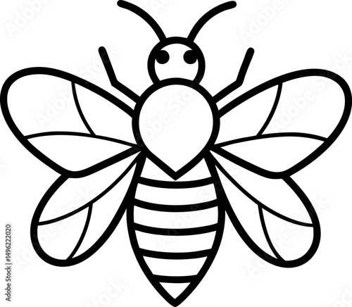 Bee outline vector icon on transparent background