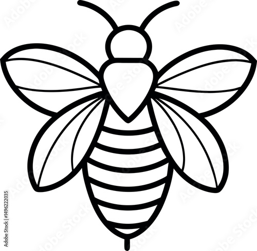 Bee outline vector icon on transparent background