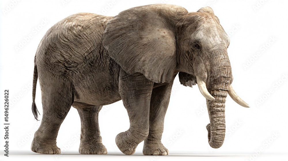 Obraz premium Realistic Elephant Isolated on White Background for Creative Projects
