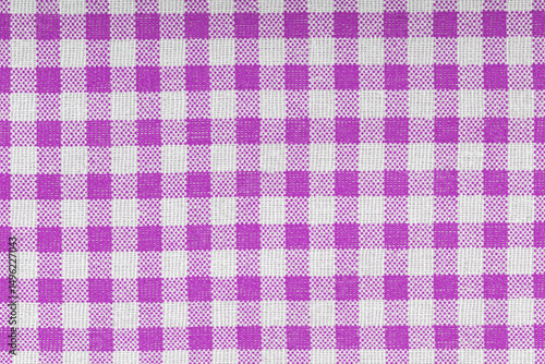Pink and white checkered, pattern, design, cotton fabric for sewing, texture background