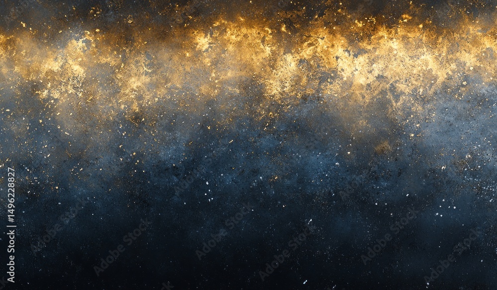 Fototapeta premium Abstract Cosmic Nebula with Golden and Blue Hues