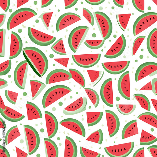 Watermelon slices seamless pattern fruit summer theme