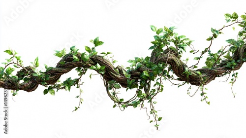 Twisted Wild Liana Jungle Vines Plant Isolated: Natural Outdoor Tropical Adventure