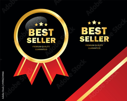 Golden best seller label for business purpose