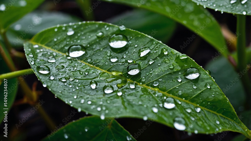 rain drops on a leaf rain drops on a leaf