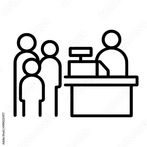 Queue icon at the checkout on a white background vector
Vector line icon shopping and goods