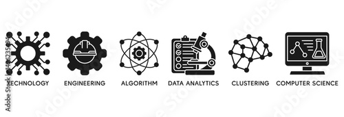 Machine learning icon set vector illustration concept relate to technology, engineering, algorthm, data analytics, clustering and computer science