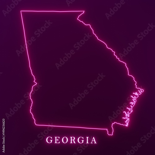 United States Georgia map isolated on dark purple gradient background 