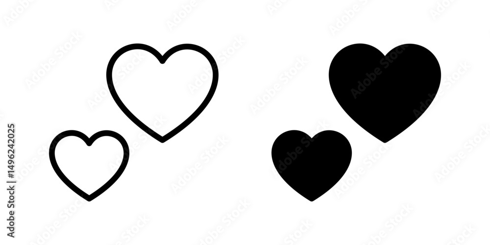 Heart Love Icon set. Symbol isolated white background. vector illustration. color editable. Heart Love Icon set. Symbol isolated white background. vector illustration. color editable.