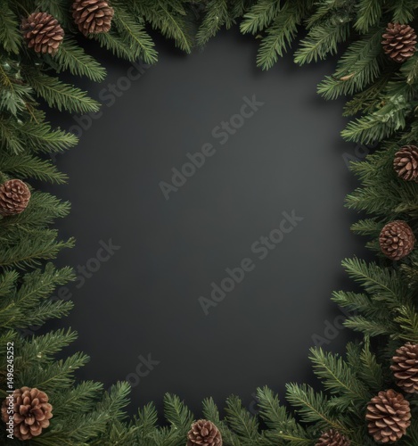 Wallpaper Mural Deep green fir and textured pine cones create a rich Christmas border ,  pine cone,  seasonal,  flora Torontodigital.ca