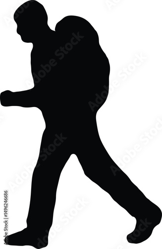 Man Exploring Mountains Silhouette