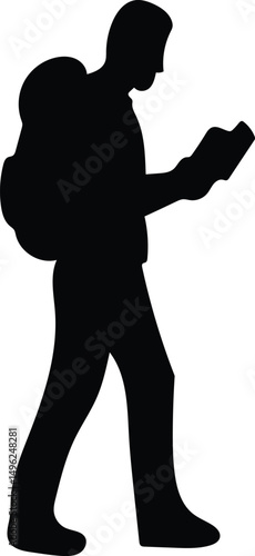 Man Exploring Mountains Silhouette