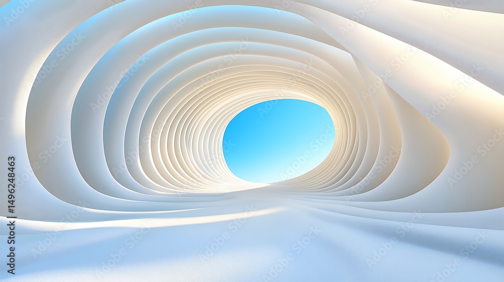 Obraz premium Abstract White Tunnel with Sky View