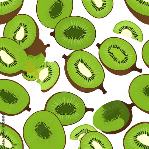 Fresh kiwi fruit slices seamless food repeat