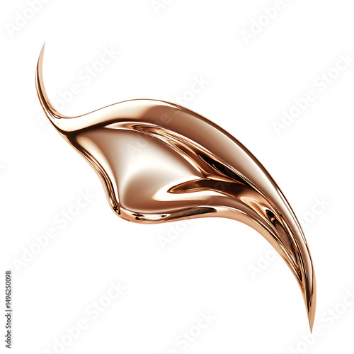Artistic Arrow with Fluid Motion in Shimmering Bron Isolated on Transparent Background