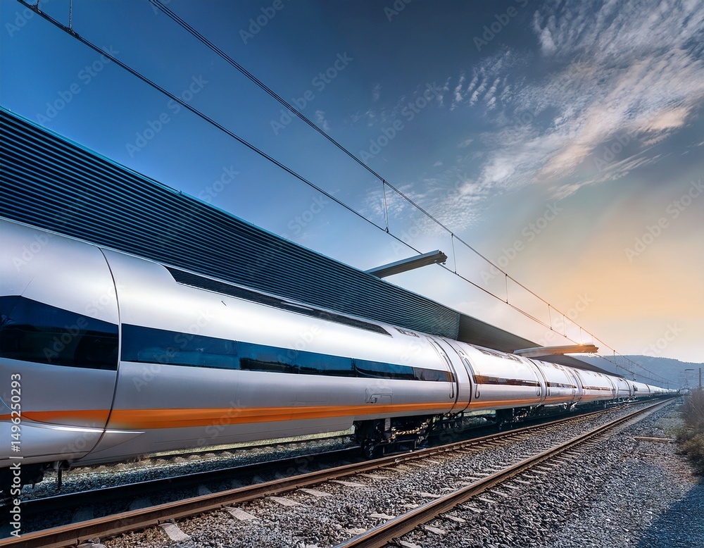 Naklejka premium futuristic high speed train design with sleek aerodynamics and modern aesthetics