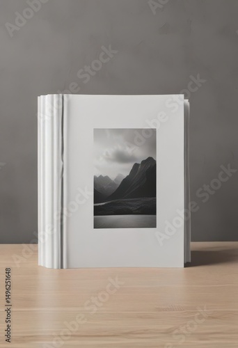 Minimalist vertical album mockup, customizable blank pages , white, customizable, portfolio