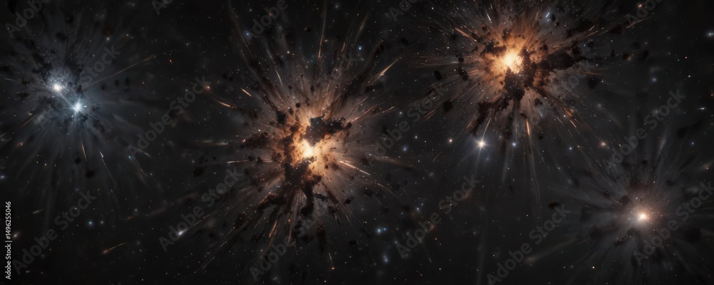 Fototapeta premium Brilliant star clusters illuminate the inky blackness of space , stellar object, astronomical object, nebula