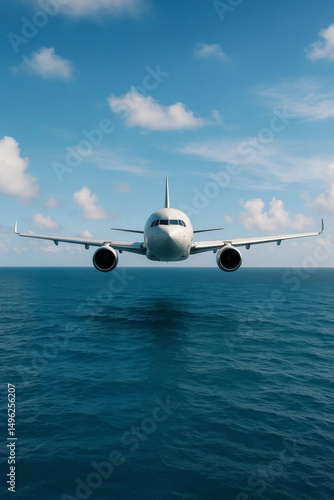 Plane flying low above the sea