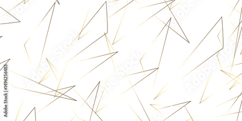 Abstract background with liens and triangles shape on white background. White and golden geometric overlapping rectangle pattern Geometric background soft shadows as patten ..White polygon textured .	