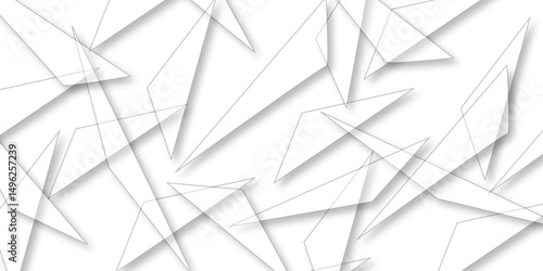 Abstract background with liens and triangles shape on white background. White and grey geometric overlapping rectangle pattern Geometric background soft shadows as patten ..White polygon textured .
