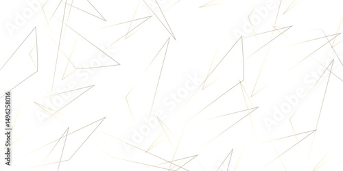 Abstract background with liens and triangles shape on white background. White and golden geometric overlapping rectangle pattern Geometric background soft shadows as patten ..White polygon textured .	