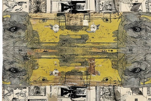 Composição Abstrata com Tons Amarelos e Cinzas