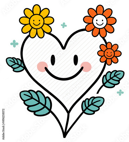 smiling heart flower as sty...