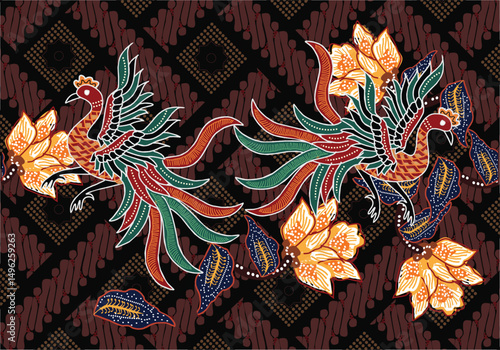 Indonesian Batik Pattern with a Very Unique Bird Motif