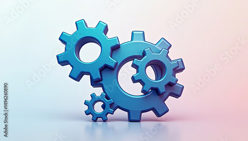 gears on blue background