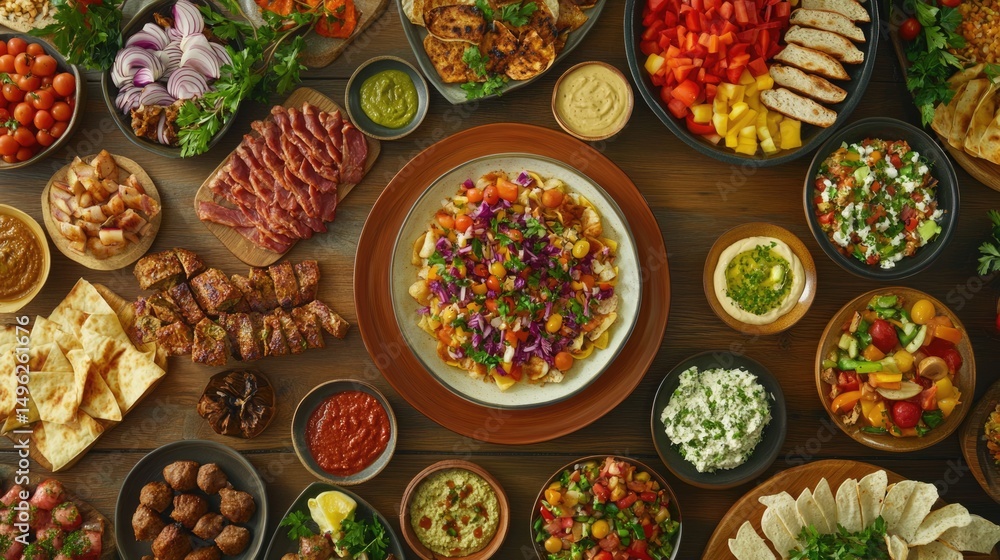 Fototapeta premium Mediterranean Mezze Platter: A Feast of Flavors and Colors