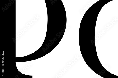 Black and white vector of the Greek letter Phi in uppercase and lowercase. The 21st letter of the Greek alphabet. Ideal for typography, math, and educational design