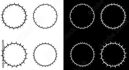 Geometric Thorns Design: Artistic depiction of symmetrical, minimalist thorn rings, highlighting the beauty and precision of geometric design, suitable for various applications. 