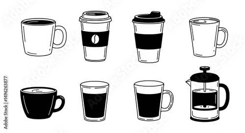 Coffee Delight: A selection of meticulously crafted coffee mugs and cups, showcasing the diverse vessels used to enjoy your daily dose of coffee.