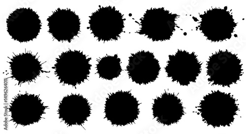 Ink Blot Splatter: A collection of ink blot splatters in various shapes, evoking abstract patterns, perfect for adding a touch of artistic flair.