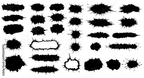 Ink Blots: A collection of textured ink blots offers a versatile design element for creative projects, each unique mark capturing the essence of artistic expression.