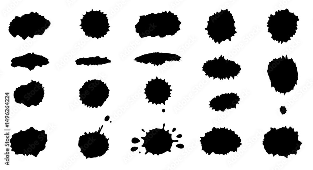 Ink Splatter Collection: A versatile set of unique black ink splatters, perfect for adding a creative and dynamic touch to your designs. Ink Splatter Collection: A versatile set of unique black ink splatters, perfect for adding a creative and dynamic touch to your designs.