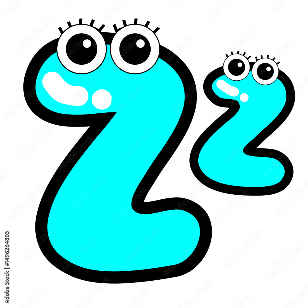 Fototapeta premium Z letter Cartoon Character, Alphabet, Learning Materials, For Animation