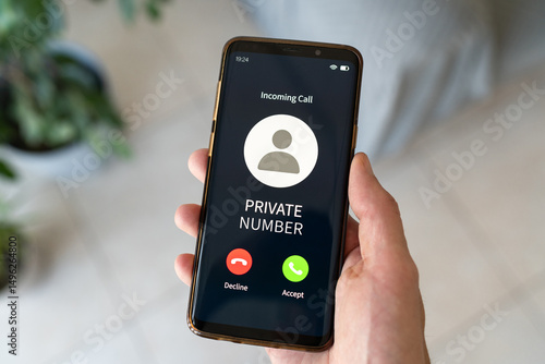 Fotografi Receiving incoming call from a private number
