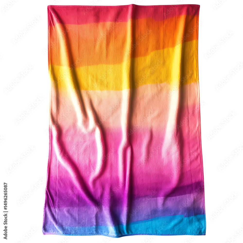 Fototapeta premium Modern Beach Towel with Large Vibrant Gradient Isolated on Transparent Background