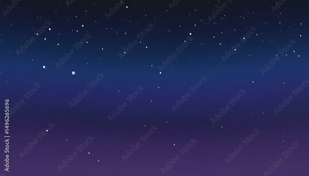 Fototapeta premium A serene gradient twilight sky twinkles with dispersed starlight, evoking a sense of calm vastness.