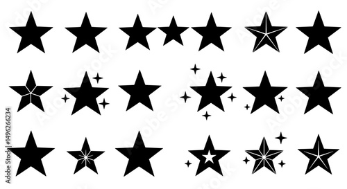 Celestial Emblems: A collection of captivating star designs in various forms. Reflecting brilliance and sophistication.