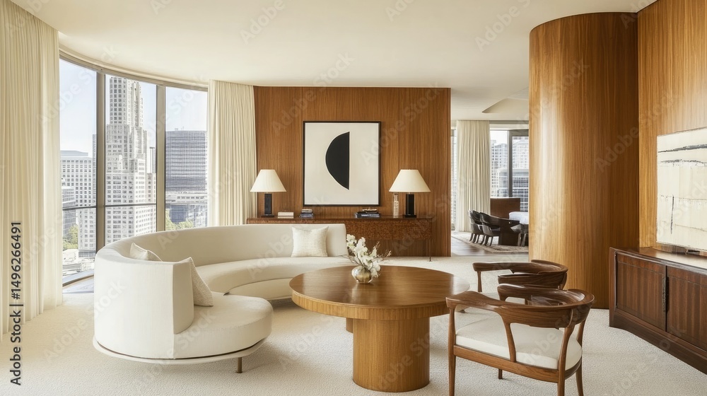 Cream curtains matched with cream polypropylene carpet enhancing a modern living room Cream curtains matched with cream polypropylene carpet enhancing a modern living room