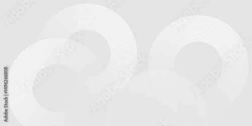 Abstract white glowing geometric lines on gray background. Modern shiny blue circle lines pattern. Futuristic technology concept. Suit for cover, poster, banner, brochure, header, website vector