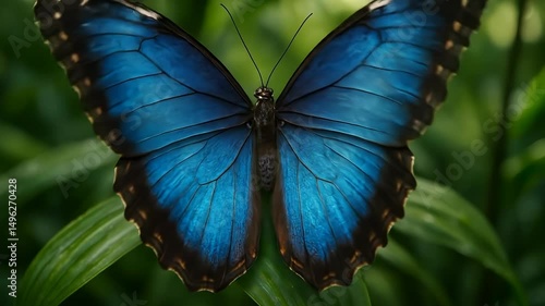 Vídeo de borboleta Morpho azul vibrante na floresta amazônica do Brasil

